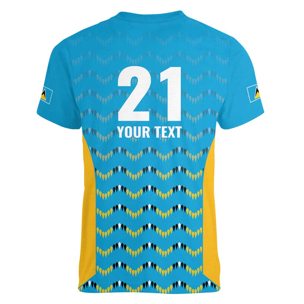 Custom Caribbean Cricket Saint Lucia Women V-Neck T-Shirt Glory is Ours Kings Rule 2025 - Wonder Print Shop