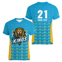 Custom Caribbean Cricket Saint Lucia Women V-Neck T-Shirt Glory is Ours Kings Rule 2025 - Wonder Print Shop