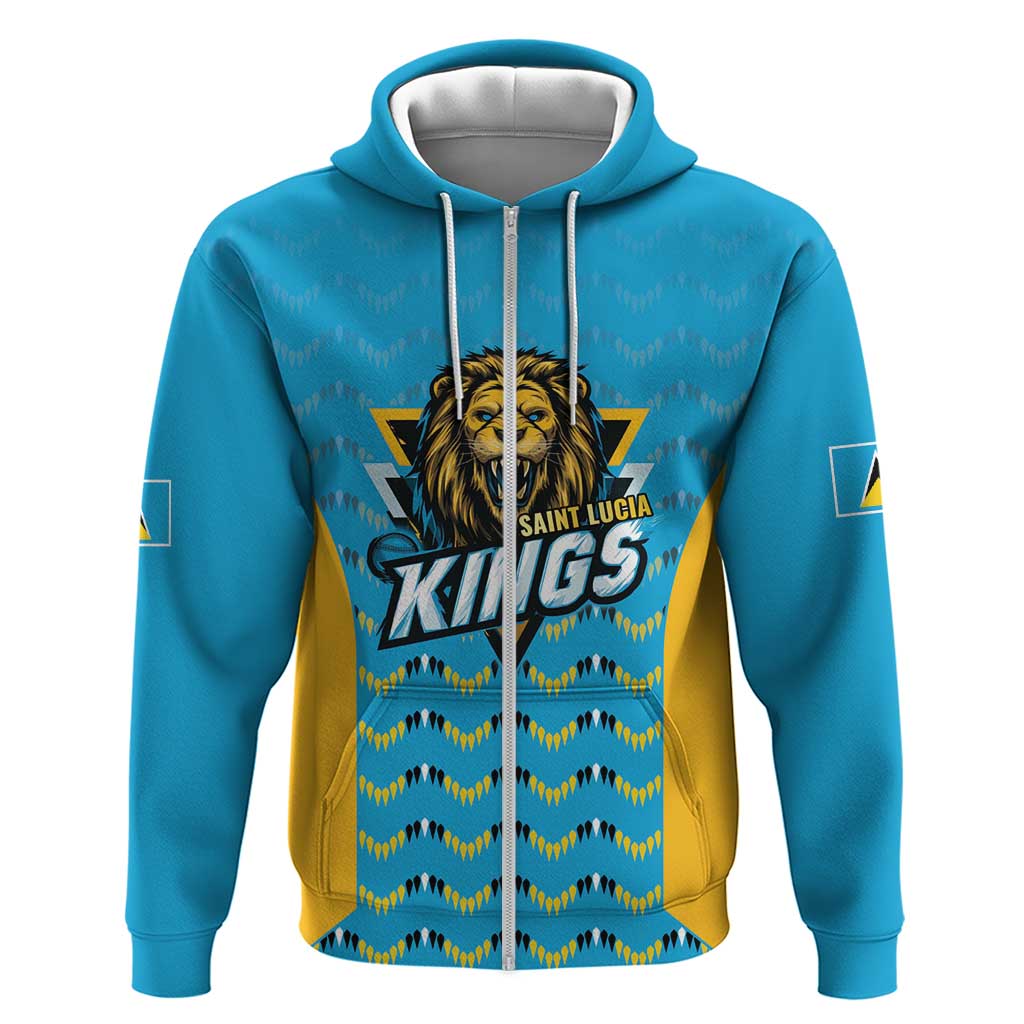 Custom Caribbean Cricket Saint Lucia Zip Hoodie Glory is Ours Kings Rule 2025 - Wonder Print Shop
