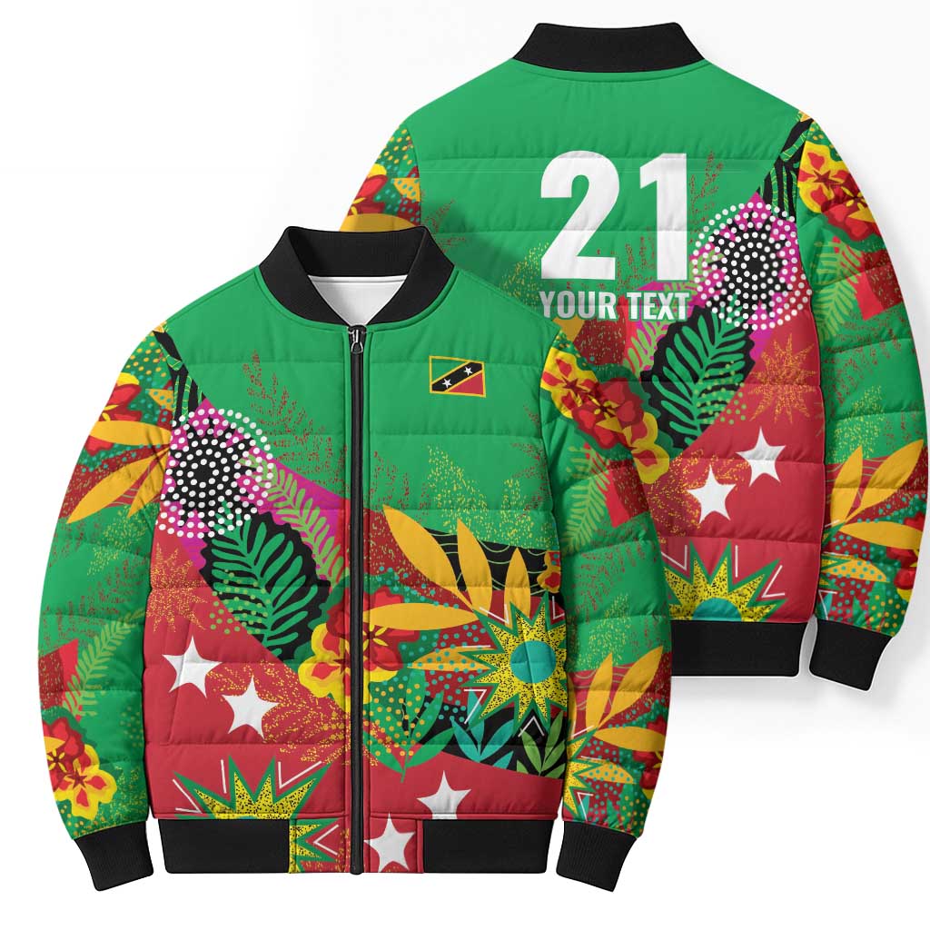 Custom Caribbean Cricket St Kitts and Nevis Bomber Puffer Jacket Patriots Reign 2025 - Wonder Print Shop