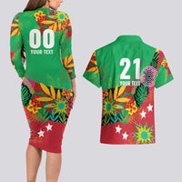 Custom Caribbean Cricket St Kitts and Nevis Couples Matching Long Sleeve Bodycon Dress and Hawaiian Shirt Patriots Reign 2025 - Wonder Print Shop