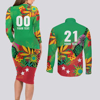 Custom Caribbean Cricket St Kitts and Nevis Couples Matching Long Sleeve Bodycon Dress and Long Sleeve Button Shirt Patriots Reign 2025 - Wonder Print Shop