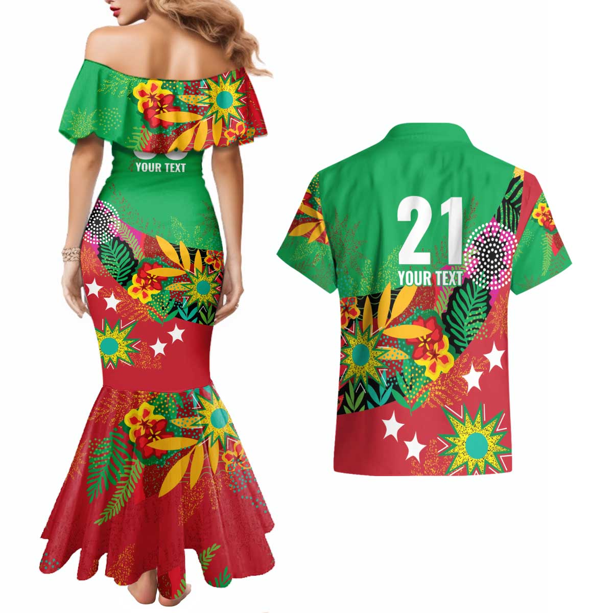 Custom Caribbean Cricket St Kitts and Nevis Couples Matching Mermaid Dress and Hawaiian Shirt Patriots Reign 2025 - Wonder Print Shop