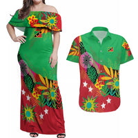 Custom Caribbean Cricket St Kitts and Nevis Couples Matching Off Shoulder Maxi Dress and Hawaiian Shirt Patriots Reign 2025 - Wonder Print Shop