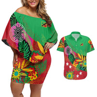 Custom Caribbean Cricket St Kitts and Nevis Couples Matching Off Shoulder Short Dress and Hawaiian Shirt Patriots Reign 2025 - Wonder Print Shop