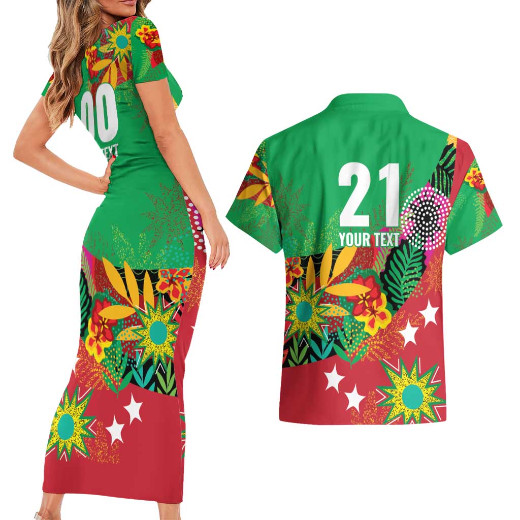 Custom Caribbean Cricket St Kitts and Nevis Couples Matching Short Sleeve Bodycon Dress and Hawaiian Shirt Patriots Reign 2025 - Wonder Print Shop