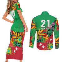 Custom Caribbean Cricket St Kitts and Nevis Couples Matching Short Sleeve Bodycon Dress and Long Sleeve Button Shirt Patriots Reign 2025 - Wonder Print Shop