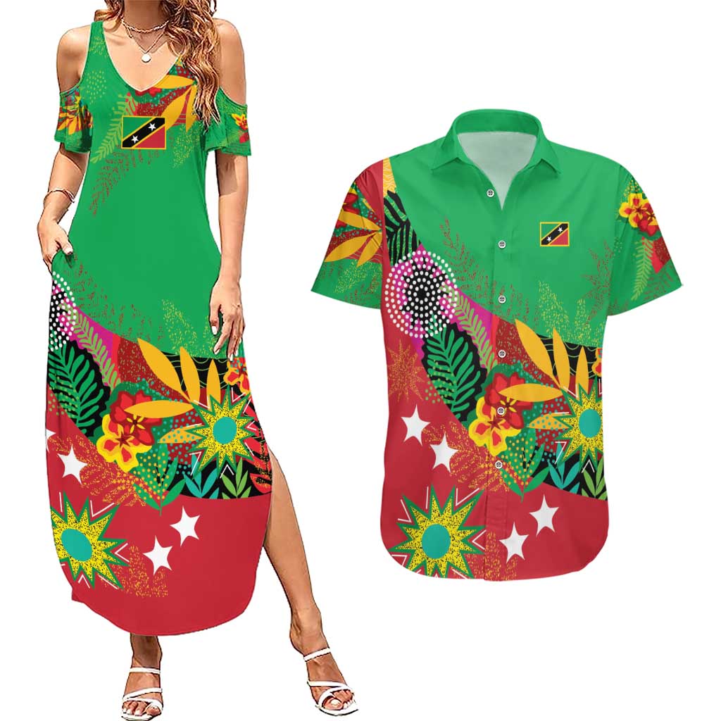 Custom Caribbean Cricket St Kitts and Nevis Couples Matching Summer Maxi Dress and Hawaiian Shirt Patriots Reign 2025 - Wonder Print Shop