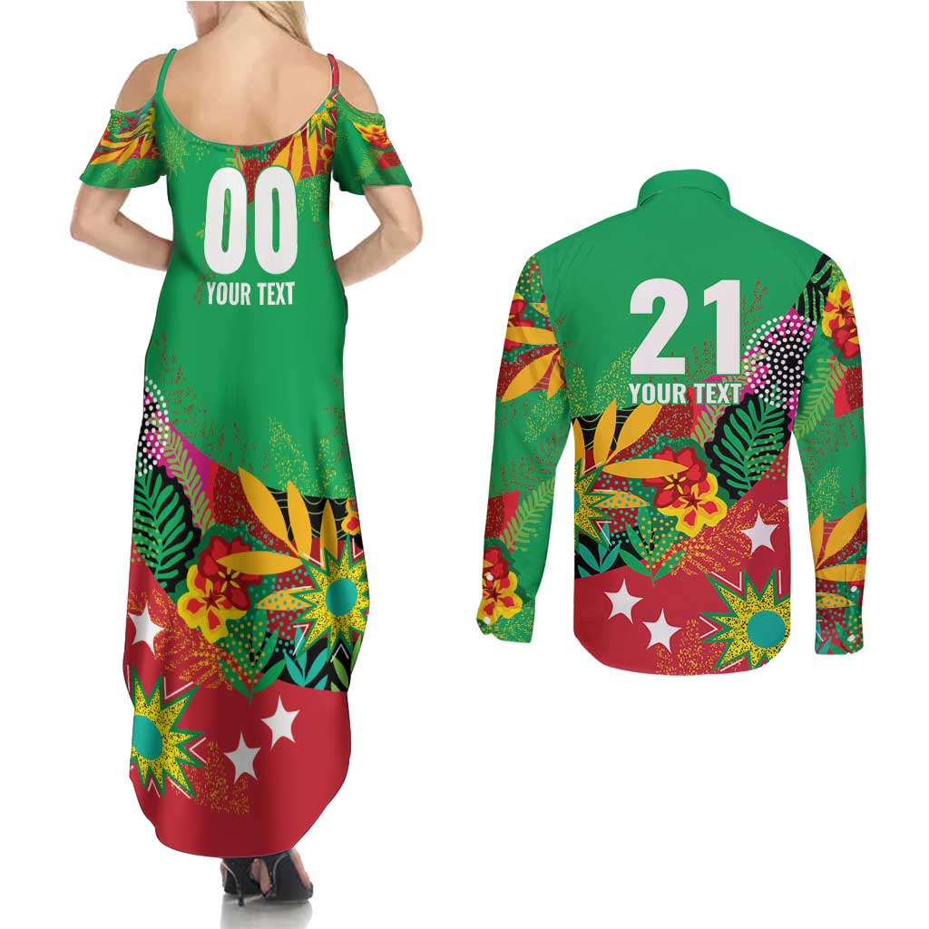 Custom Caribbean Cricket St Kitts and Nevis Couples Matching Summer Maxi Dress and Long Sleeve Button Shirt Patriots Reign 2025 - Wonder Print Shop