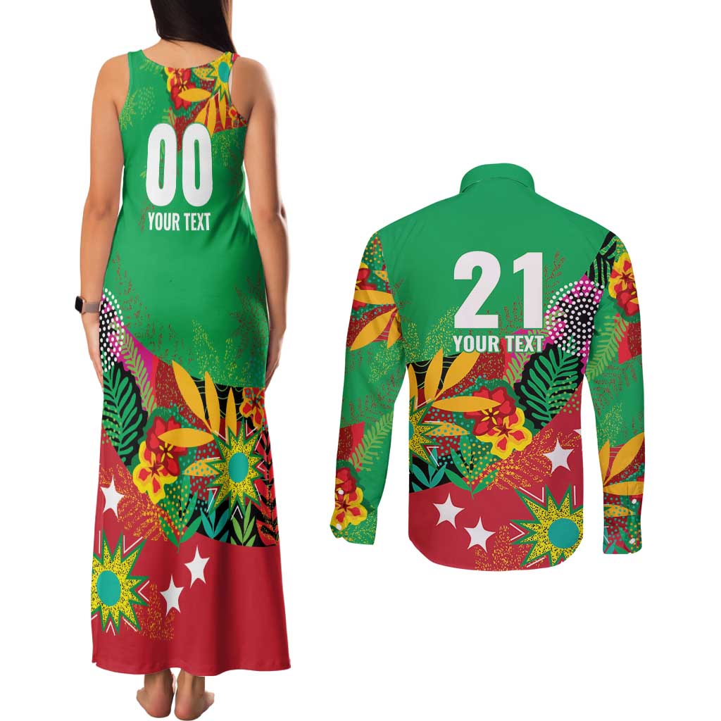 Custom Caribbean Cricket St Kitts and Nevis Couples Matching Tank Maxi Dress and Long Sleeve Button Shirt Patriots Reign 2025 - Wonder Print Shop