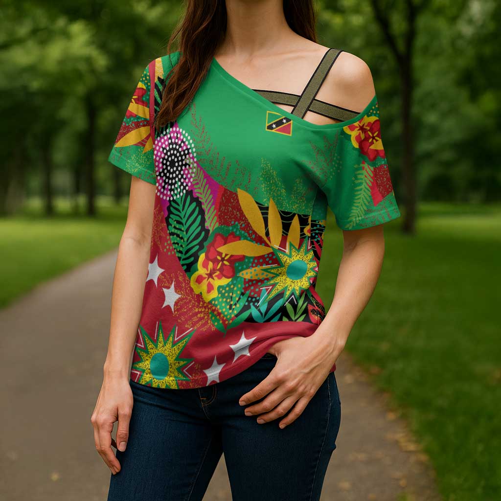 Custom Caribbean Cricket St Kitts and Nevis Cross Shoulder Shirt Patriots Reign 2025 - Wonder Print Shop