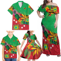 Custom Caribbean Cricket St Kitts and Nevis Family Matching Off Shoulder Maxi Dress and Hawaiian Shirt Patriots Reign 2025 - Wonder Print Shop