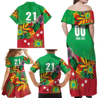 Custom Caribbean Cricket St Kitts and Nevis Family Matching Off Shoulder Maxi Dress and Hawaiian Shirt Patriots Reign 2025 - Wonder Print Shop