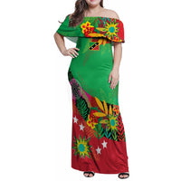 Custom Caribbean Cricket St Kitts and Nevis Family Matching Off Shoulder Maxi Dress and Hawaiian Shirt Patriots Reign 2025 - Wonder Print Shop