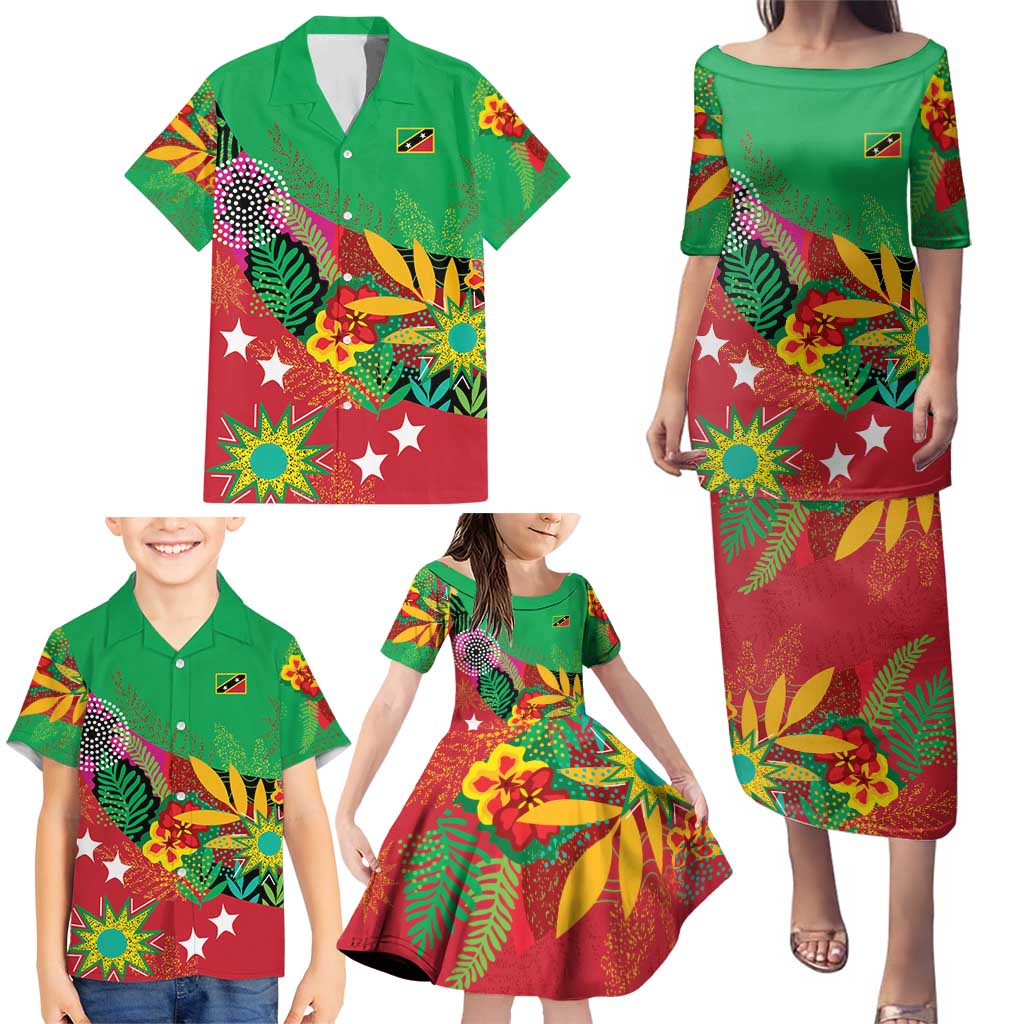 Custom Caribbean Cricket St Kitts and Nevis Family Matching Puletasi and Hawaiian Shirt Patriots Reign 2025 - Wonder Print Shop
