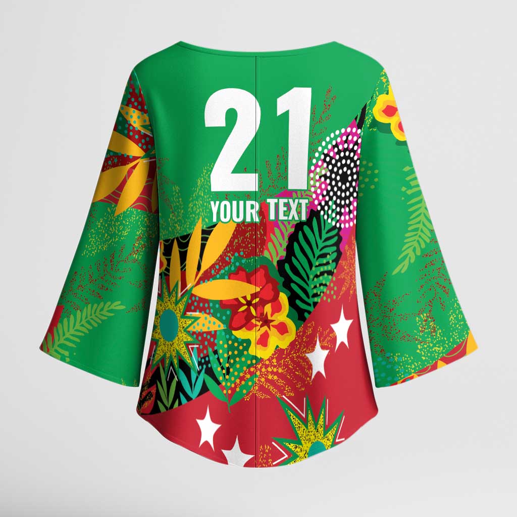 Custom Caribbean Cricket St Kitts and Nevis Kimono Sleeve Blouse Patriots Reign 2025 - Wonder Print Shop