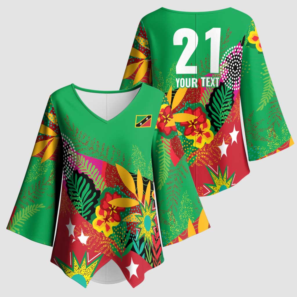 Custom Caribbean Cricket St Kitts and Nevis Kimono Sleeve Blouse Patriots Reign 2025 - Wonder Print Shop