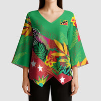 Custom Caribbean Cricket St Kitts and Nevis Kimono Sleeve Blouse Patriots Reign 2025 - Wonder Print Shop