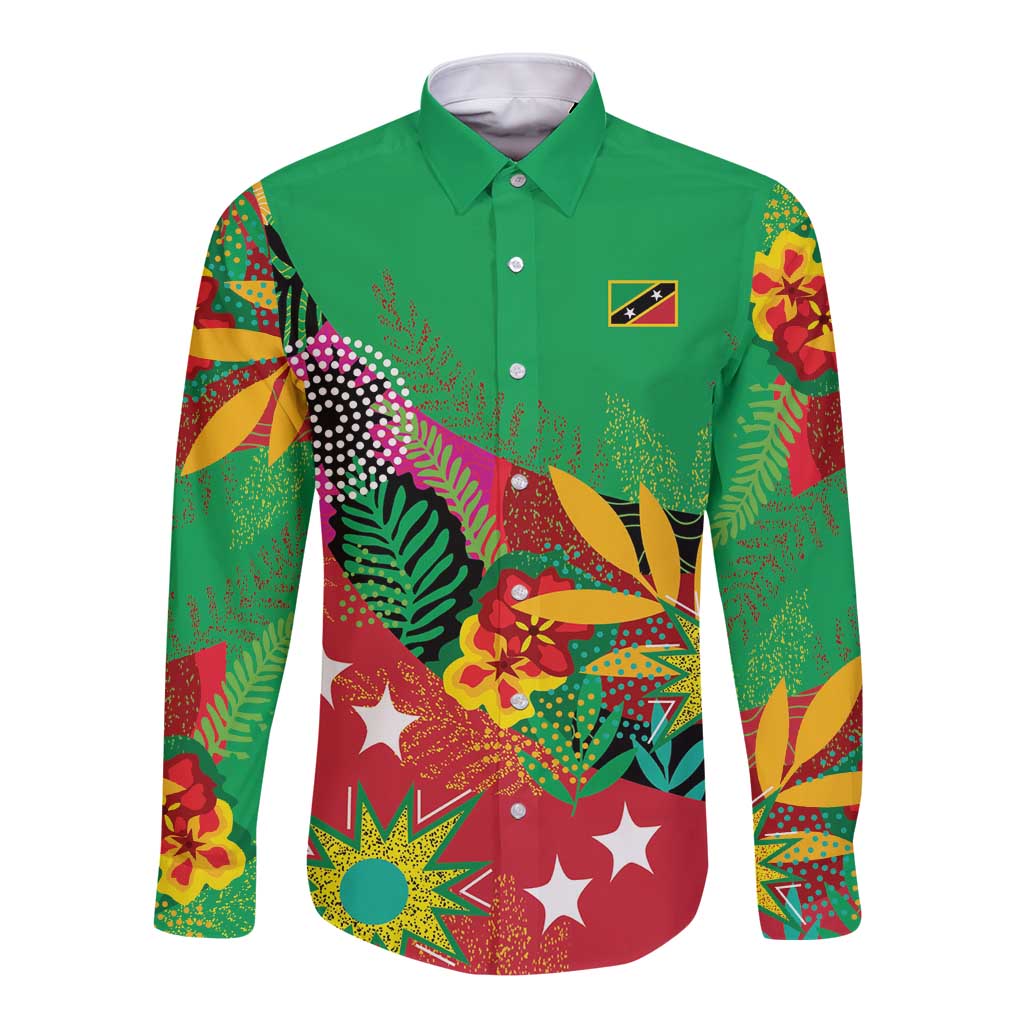 Custom Caribbean Cricket St Kitts and Nevis Long Sleeve Button Shirt Patriots Reign 2025 - Wonder Print Shop