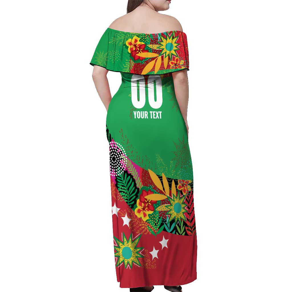 Custom Caribbean Cricket St Kitts and Nevis Off Shoulder Maxi Dress Patriots Reign 2025 - Wonder Print Shop