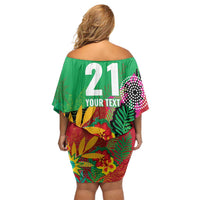 Custom Caribbean Cricket St Kitts and Nevis Off Shoulder Short Dress Patriots Reign 2025 - Wonder Print Shop