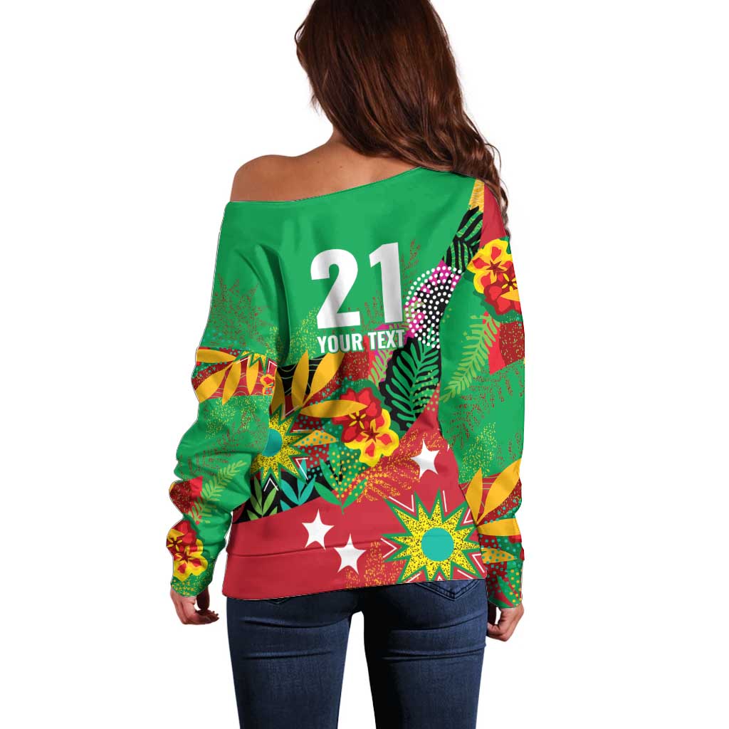 Custom Caribbean Cricket St Kitts and Nevis Off Shoulder Sweater Patriots Reign 2025 - Wonder Print Shop