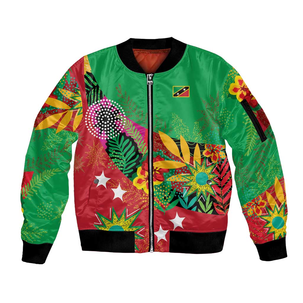 Custom Caribbean Cricket St Kitts and Nevis Sleeve Zip Bomber Jacket Patriots Reign 2025 - Wonder Print Shop