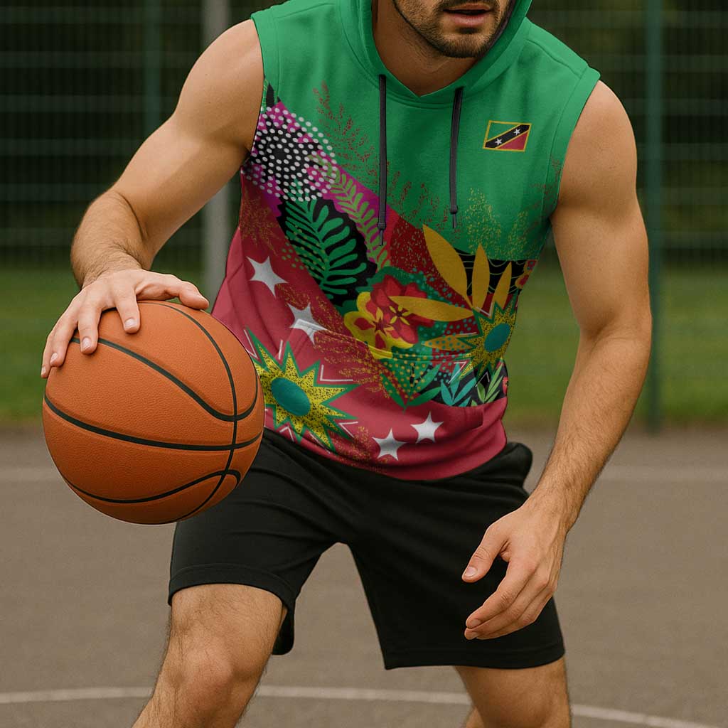 Custom Caribbean Cricket St Kitts and Nevis Sleeveless Hoodie Patriots Reign 2025 - Wonder Print Shop