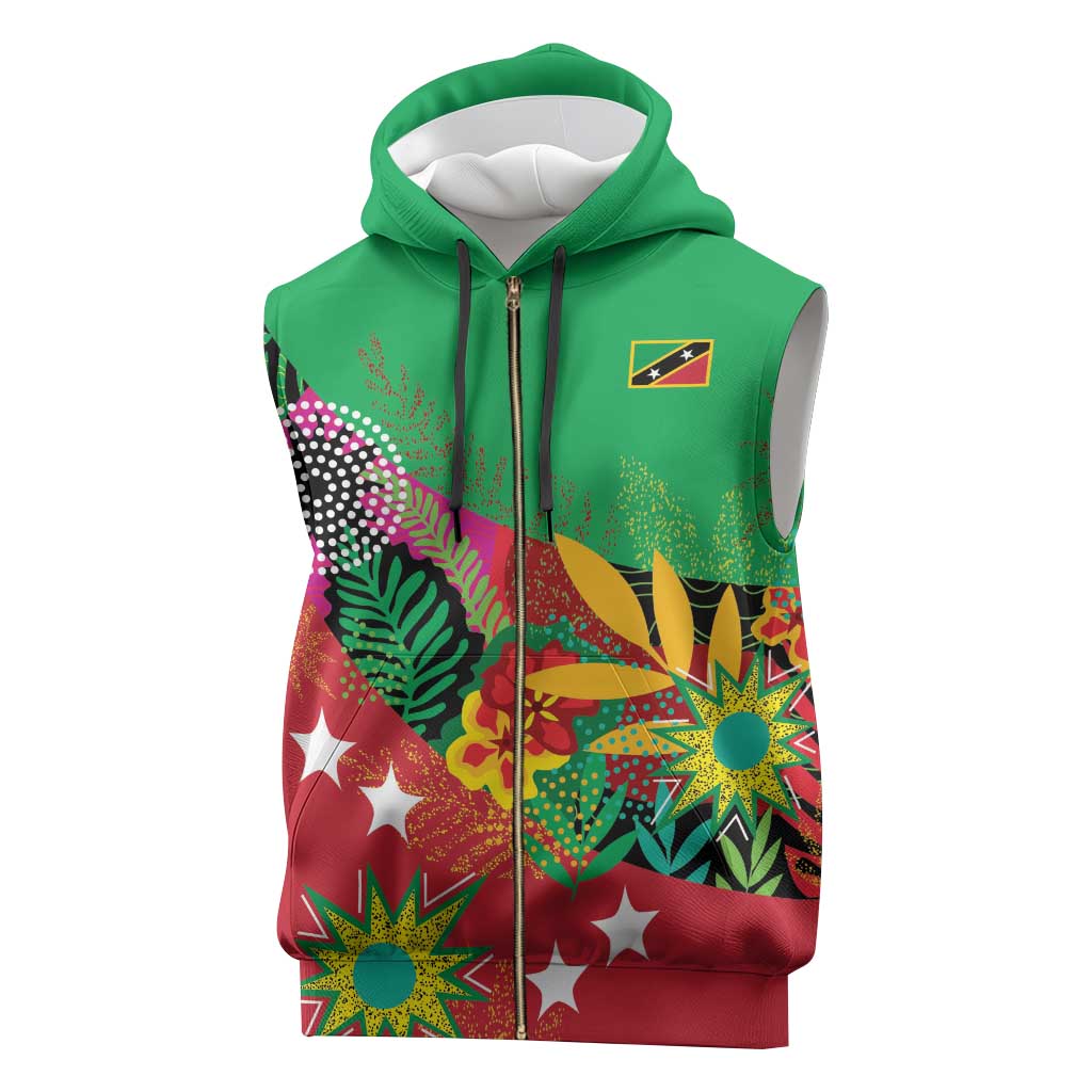 Custom Caribbean Cricket St Kitts and Nevis Sleeveless Zip Hoodie Patriots Reign 2025 - Wonder Print Shop