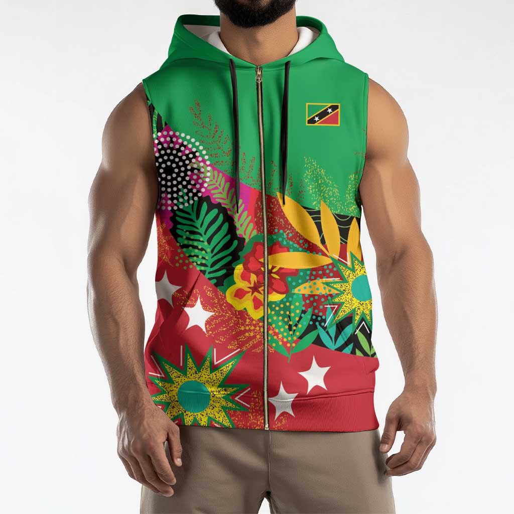Custom Caribbean Cricket St Kitts and Nevis Sleeveless Zip Hoodie Patriots Reign 2025 - Wonder Print Shop