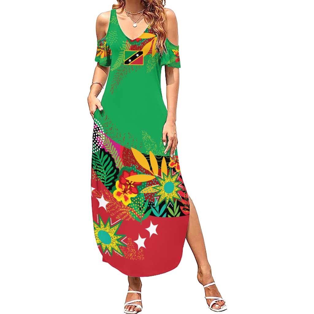 Custom Caribbean Cricket St Kitts and Nevis Summer Maxi Dress Patriots Reign 2025 - Wonder Print Shop