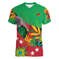 Custom Caribbean Cricket St Kitts and Nevis Women V-Neck T-Shirt Patriots Reign 2025 - Wonder Print Shop