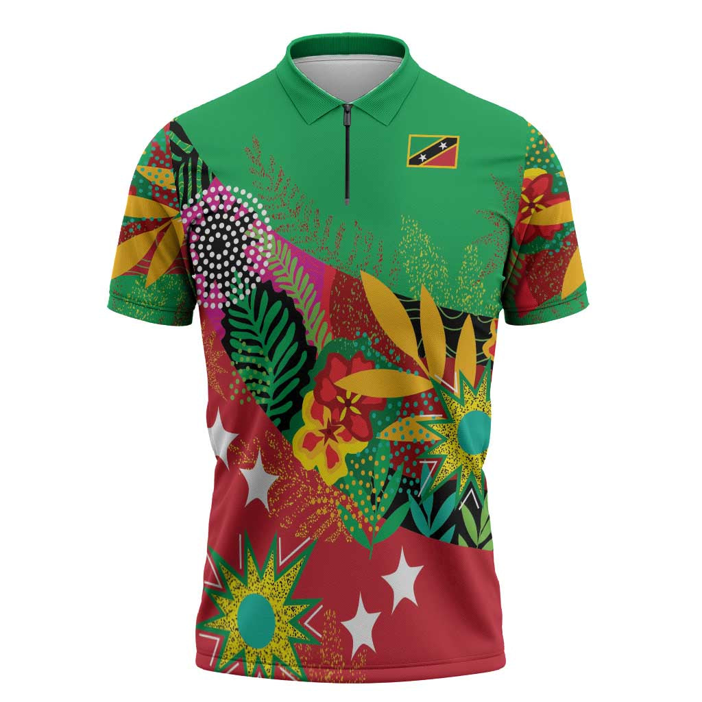 Custom Caribbean Cricket St Kitts and Nevis Zipper Polo Shirt Patriots Reign 2025 - Wonder Print Shop