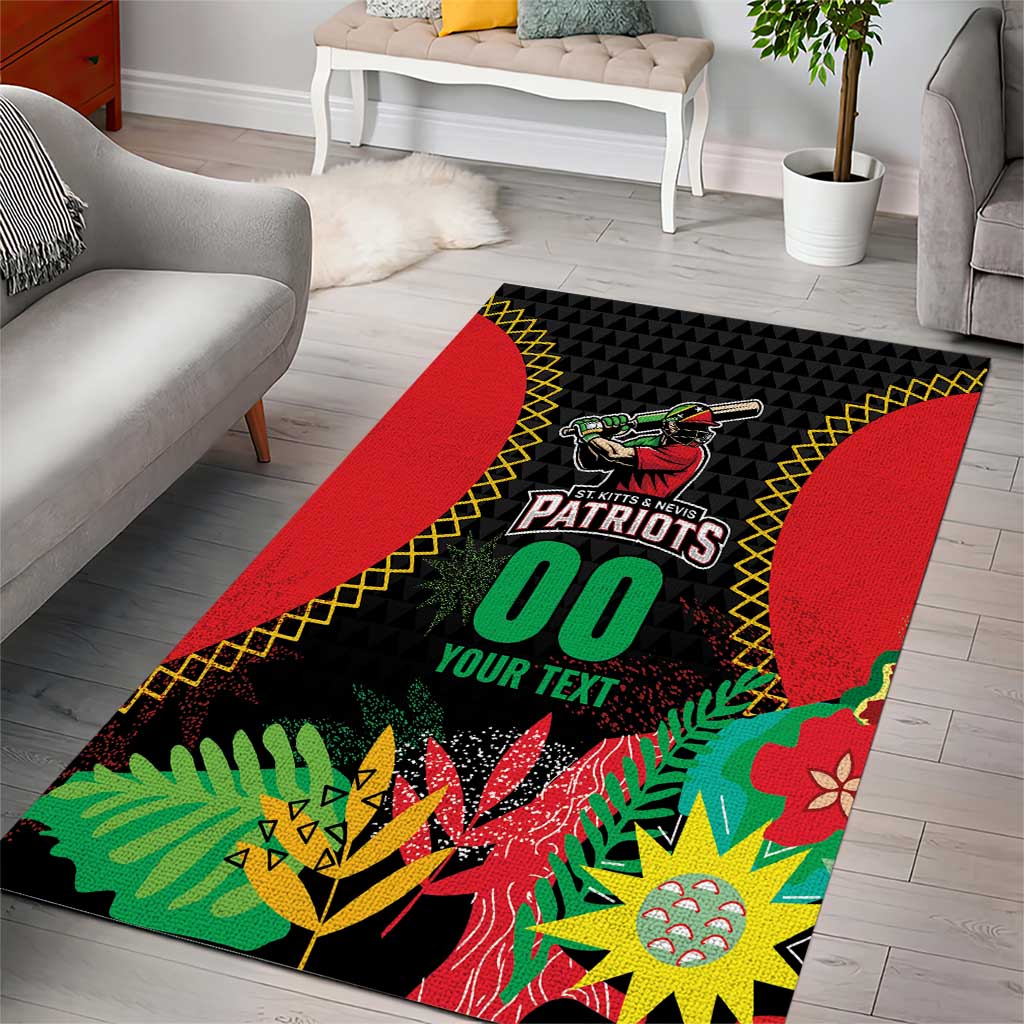 Custom Caribbean Cricket St Kitts and Nevis Area Rug Two Islands One Fire Patriots Crown 2025 - Black - Wonder Print Shop