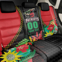 Custom Caribbean Cricket St Kitts and Nevis Back Car Seat Cover Two Islands One Fire Patriots Crown 2025 - Black - Wonder Print Shop