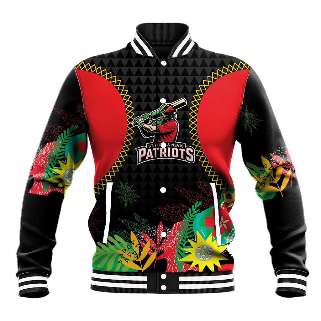 Custom Caribbean Cricket St Kitts and Nevis Baseball Jacket Two Islands One Fire Patriots Crown 2025 - Black - Wonder Print Shop