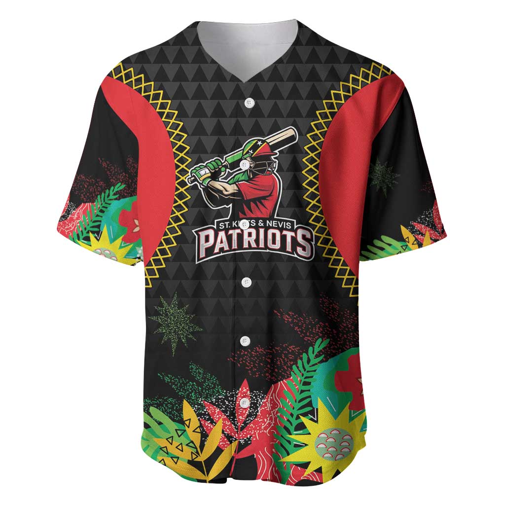 Custom Caribbean Cricket St Kitts and Nevis Baseball Jersey Two Islands One Fire Patriots Crown 2025 - Black - Wonder Print Shop