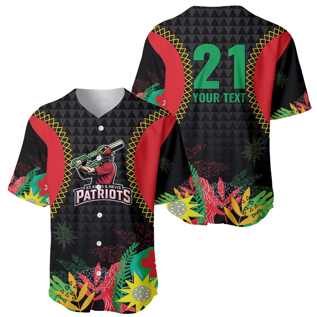 Custom Caribbean Cricket St Kitts and Nevis Baseball Jersey Two Islands One Fire Patriots Crown 2025 - Black - Wonder Print Shop