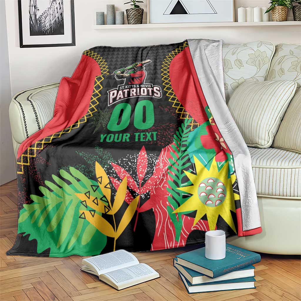 Custom Caribbean Cricket St Kitts and Nevis Blanket Two Islands One Fire Patriots Crown 2025 - Black - Wonder Print Shop