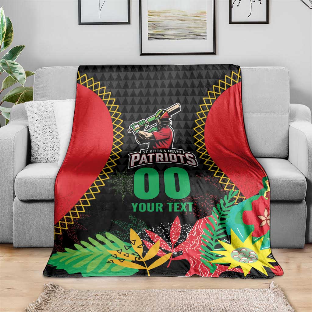 Custom Caribbean Cricket St Kitts and Nevis Blanket Two Islands One Fire Patriots Crown 2025 - Black - Wonder Print Shop