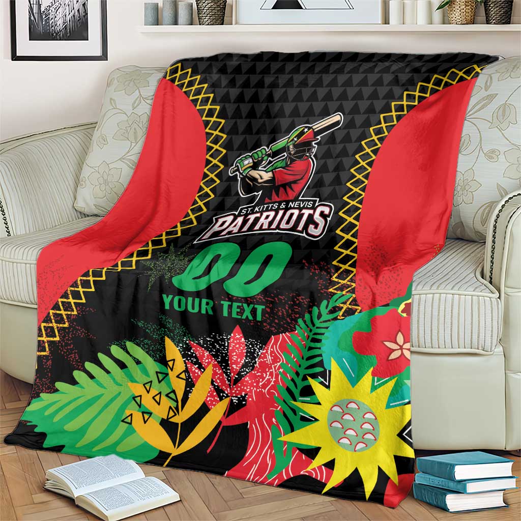Custom Caribbean Cricket St Kitts and Nevis Blanket Two Islands One Fire Patriots Crown 2025 - Black - Wonder Print Shop