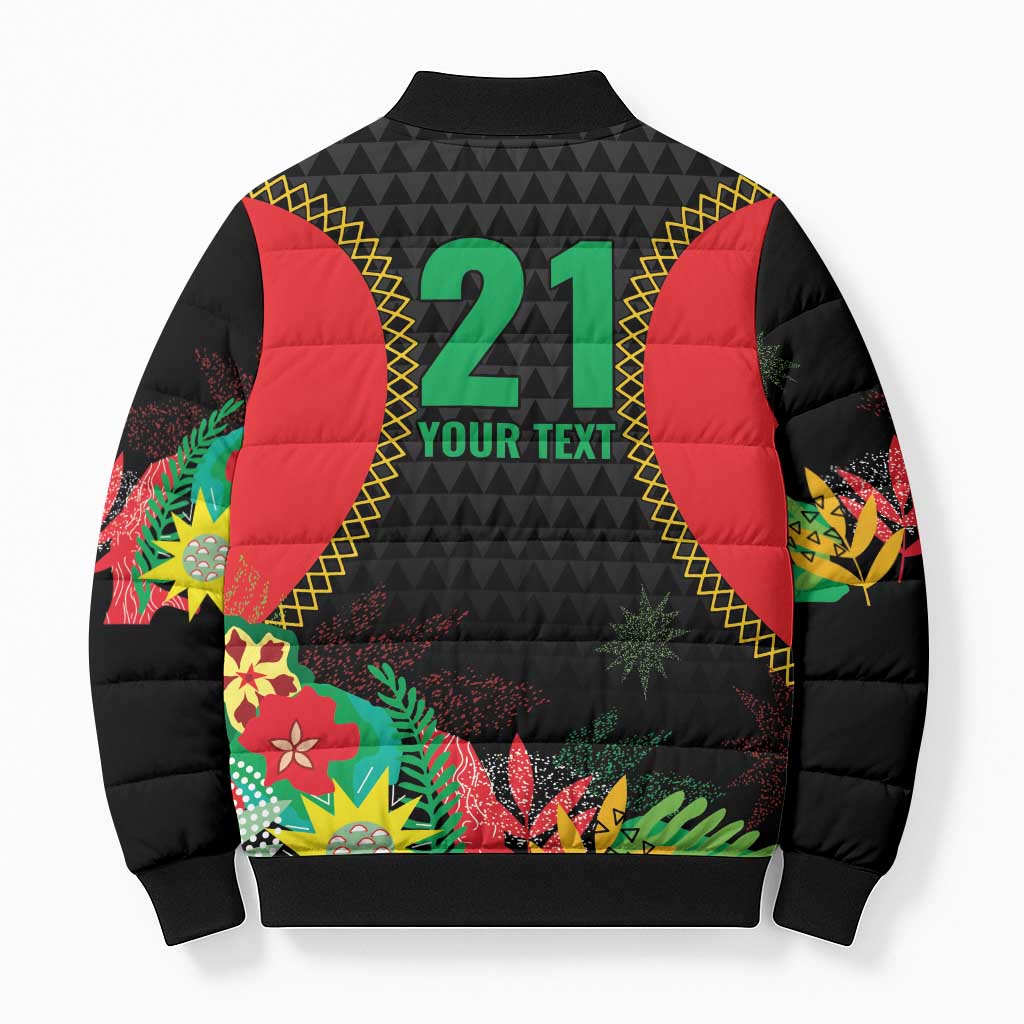 Custom Caribbean Cricket St Kitts and Nevis Bomber Puffer Jacket Two Islands One Fire Patriots Crown 2025 - Black - Wonder Print Shop