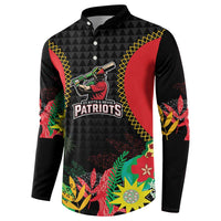 Custom Caribbean Cricket St Kitts and Nevis Button Sweatshirt Two Islands One Fire Patriots Crown 2025 - Black - Wonder Print Shop