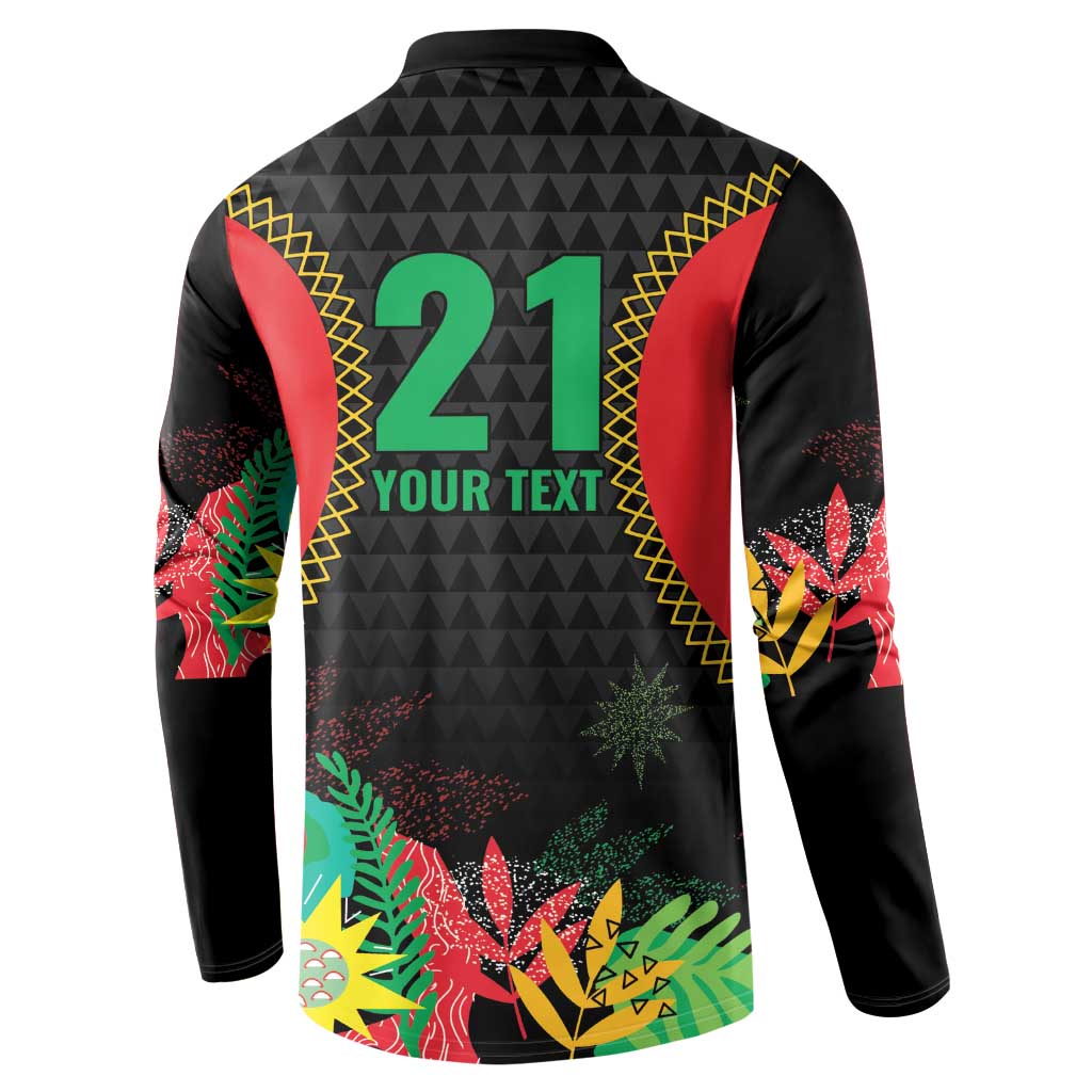 Custom Caribbean Cricket St Kitts and Nevis Button Sweatshirt Two Islands One Fire Patriots Crown 2025 - Black - Wonder Print Shop