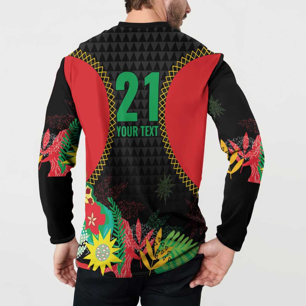 Custom Caribbean Cricket St Kitts and Nevis Button Sweatshirt Two Islands One Fire Patriots Crown 2025 - Black - Wonder Print Shop