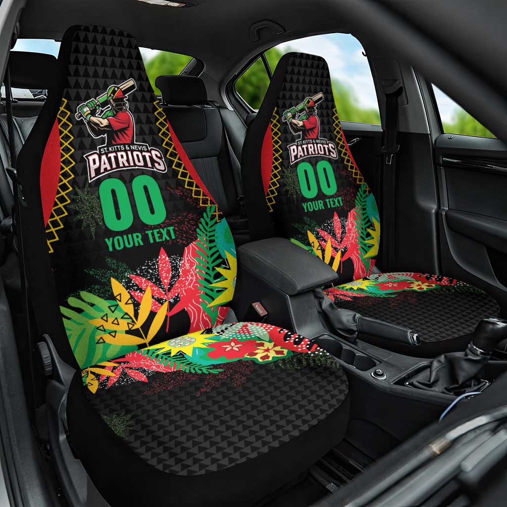 Custom Caribbean Cricket St Kitts and Nevis Car Seat Cover Two Islands One Fire Patriots Crown 2025 - Black - Wonder Print Shop