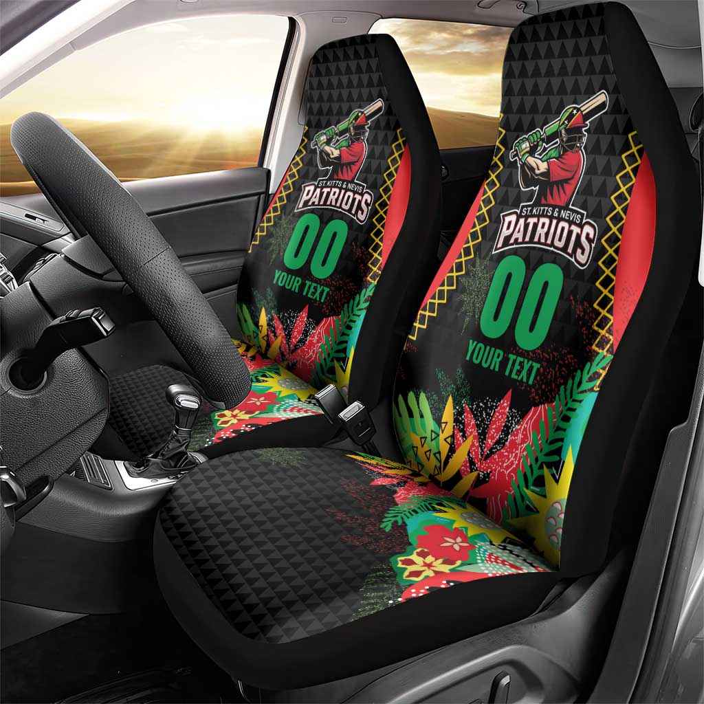Custom Caribbean Cricket St Kitts and Nevis Car Seat Cover Two Islands One Fire Patriots Crown 2025 - Black - Wonder Print Shop