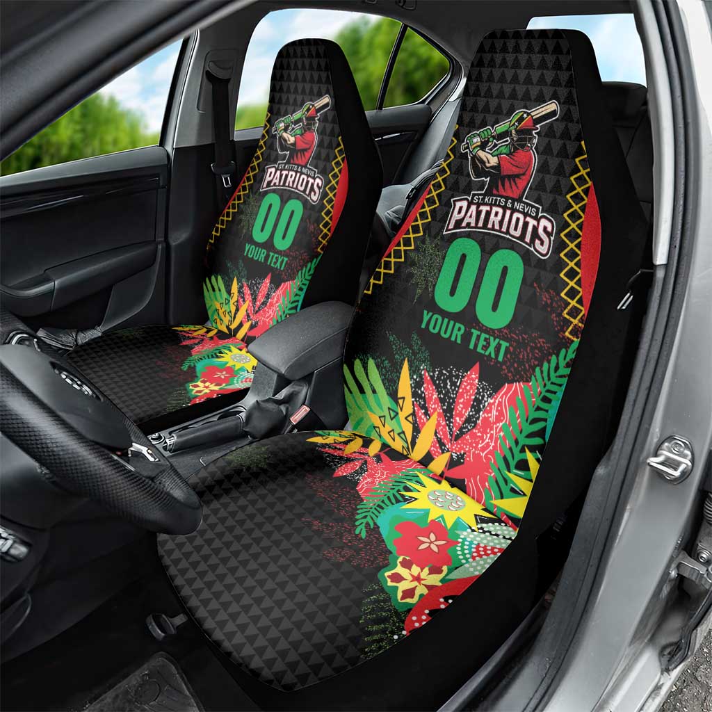 Custom Caribbean Cricket St Kitts and Nevis Car Seat Cover Two Islands One Fire Patriots Crown 2025 - Black - Wonder Print Shop