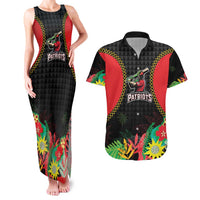 Custom Caribbean Cricket St Kitts and Nevis Couples Matching Tank Maxi Dress and Hawaiian Shirt Two Islands One Fire Patriots Crown 2025 - Black - Wonder Print Shop