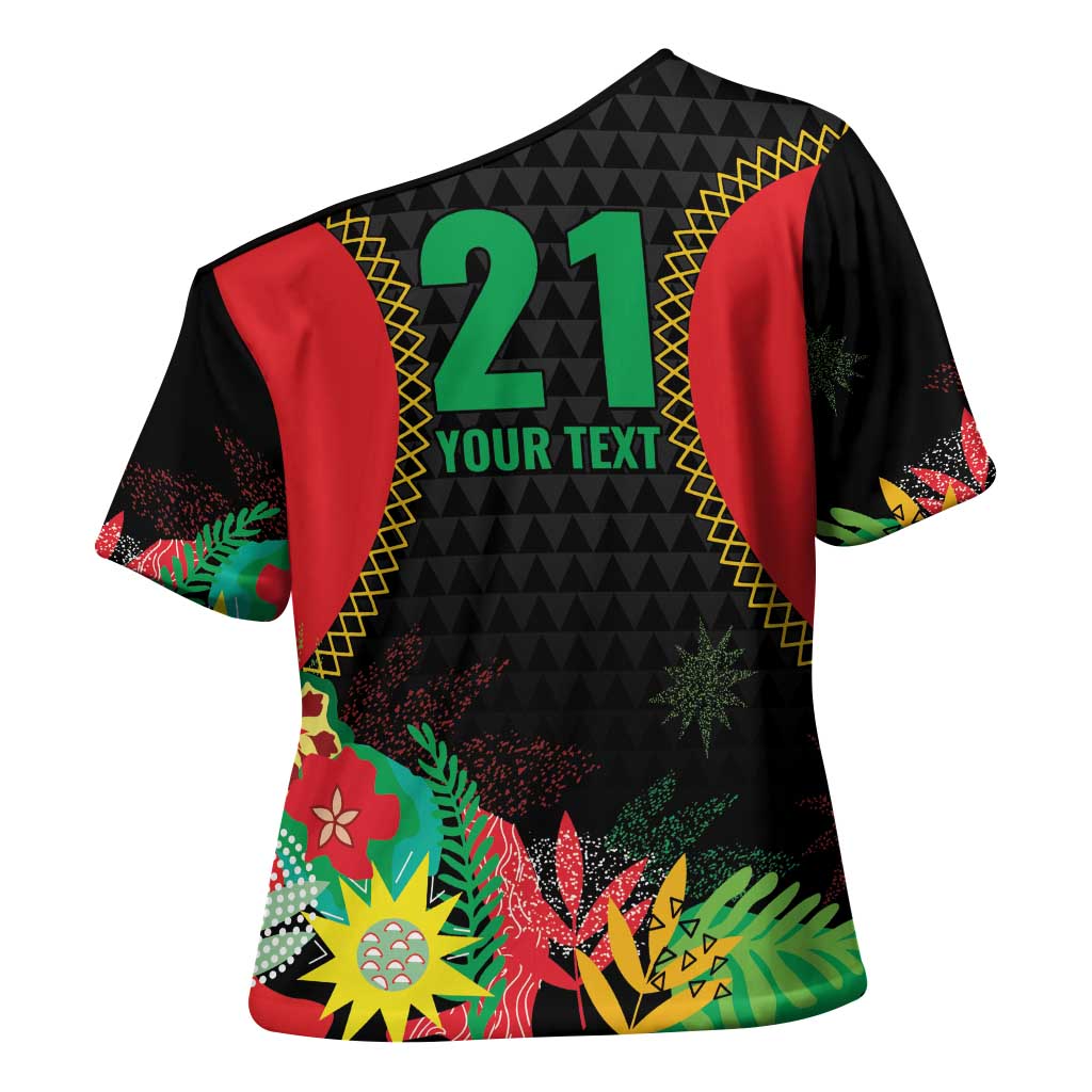 Custom Caribbean Cricket St Kitts and Nevis Cross Shoulder Shirt Two Islands One Fire Patriots Crown 2025 - Black - Wonder Print Shop
